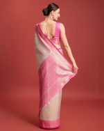 Monjolika Fashion Women's Kanjivaram Silk Mesmerizing Saree for Every Celebrations Comes With Unstitched Blouse Piece - Image 3