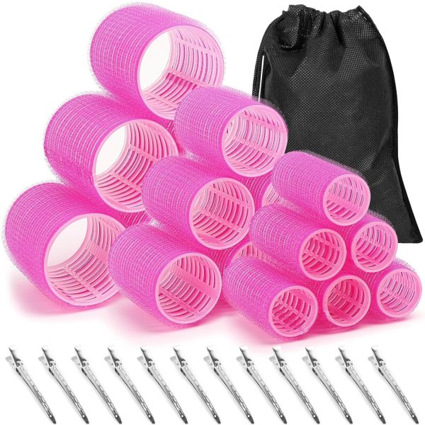 VIEWS Self Grip Rollers Hair Curlers 30Pcs Set with 18Pcs Hair Roller 3 Sizes (6 Large, 6 Medium & 6 small) and 12 Clips for Long Medium Short Hair Volume