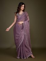 TRENDMALLS Women's Organza Siroski work Saree with Unstitch Blouse Piece - Image 8