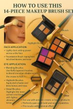 ANNA's 14 Pcs Makeup Brush Set with Beauty Blender Sponge – Professional Face & Eye Cosmetic Brushes for Foundation, Blush, Contour, Eyeshadow – Soft Bristles, Green Handle - Image 8