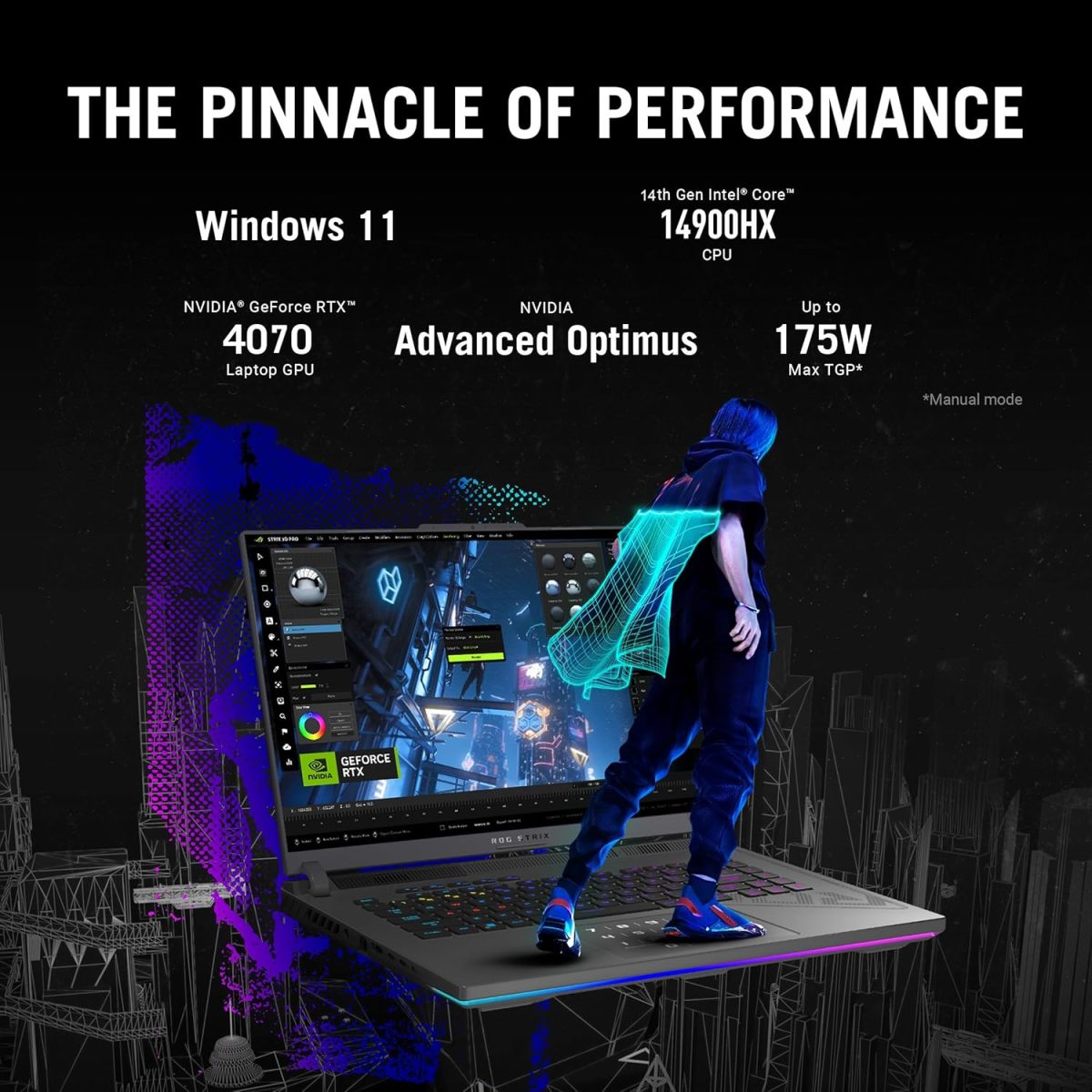 ROG Strix G16 (2024), 16 "(40.64cm) QHD+ 240Hz, Intel Core i9 14900HX, Gaming Laptop (16GB DDR5/1TB SSD/NVIDIA GeForce RTX 4070 /Windows 11/Office 2021/Eclipse Gray/2.50 Kg), G614JIR-N4062WS - Image 2