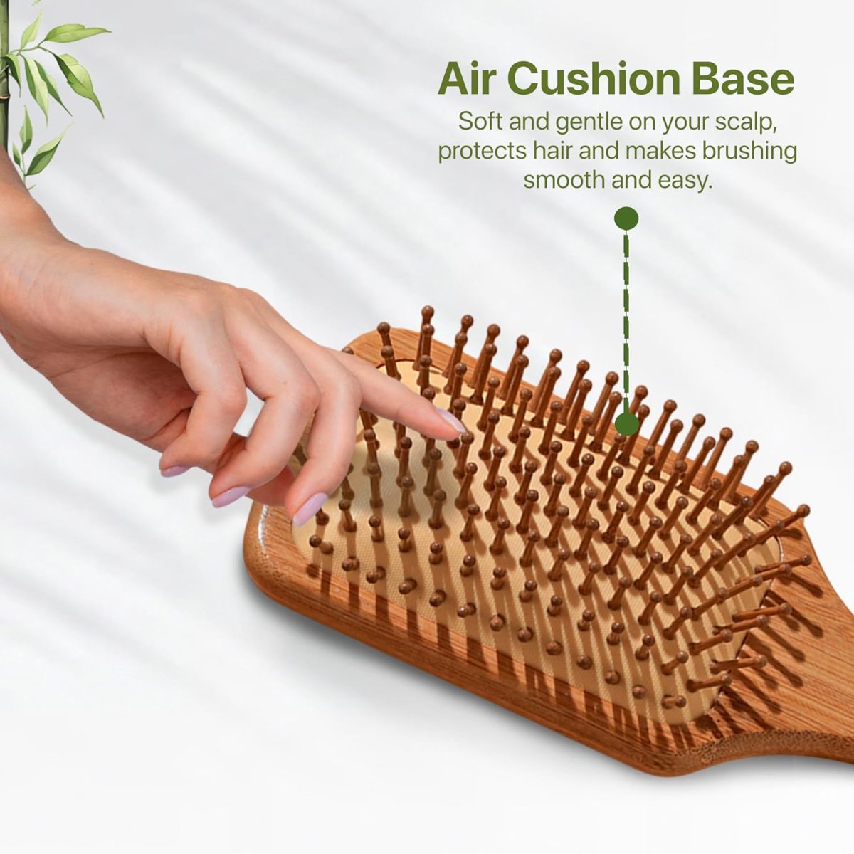 IMECO Wooden Hair Paddle Brush for Women & Men | Soft Bristles for Scalp Circulation & Hair Growth | Bamboo Hair Brush | Pain Free Hair Detangling | Hair Styling, Blow Drying, Non Static - Image 2