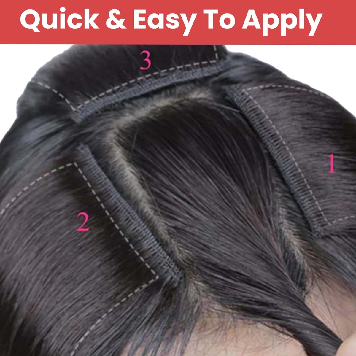 TEMPERIA Hair Extension Clips For Women & Men (12 Pcs) - Hair Patch Clip - Hair Attached Snap Wig Clips (Black) (3.4 cm) - Image 4