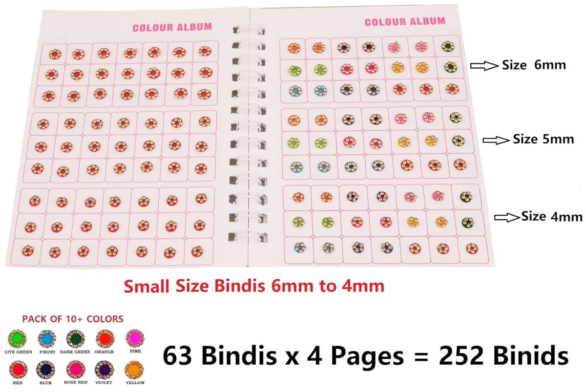 THANU'S CRAFT Multicolor stone bindis Kumkum Forehead pottu sticker Bindiya Small bindi book for women (252 Stone Bindis Booklet small) - Image 2