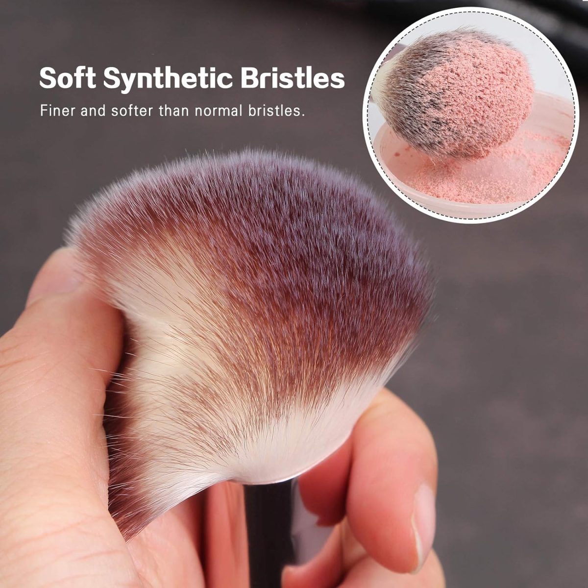 MAANGE Makeup Brushes 15Pcs Makeup Brush Set Premium Synthetic Foundation Face Powder Blush Concealers Make Up Brushes Sets with Makeup Sponge and Brush Cleaner?Champagne) - Image 5
