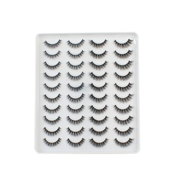 ONMO Beauty False Eyelash For Women-Natural & Lightweight 20 Pair Faux Mink Fake Eyelashes/Soft & Comfortable Black Reusable Cat Eye Lashes extension/Long Lasting Eye Makeup Lash-(Queen)