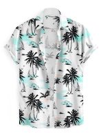Le Pery Cotton Blend Stratchable Casual Half Sleeve Coconut Design Printed Men Shirt