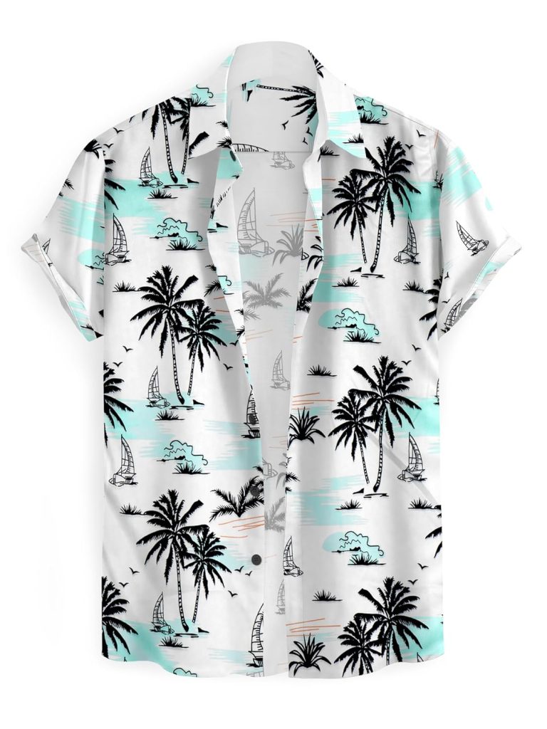 Le Pery Cotton Blend Stratchable Casual Half Sleeve Coconut Design Printed Men Shirt