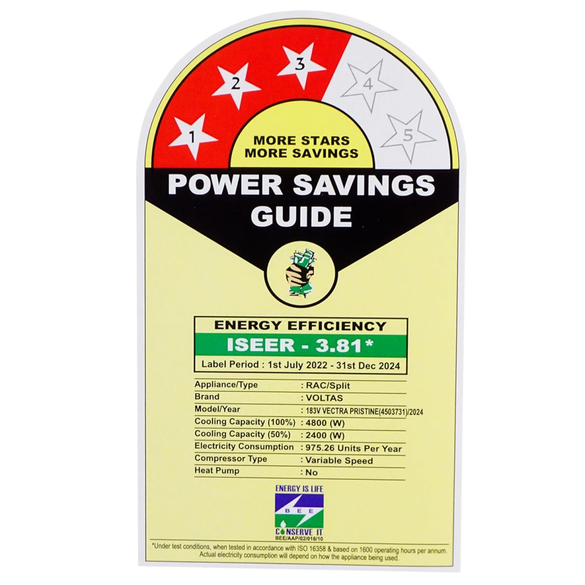 Voltas 1.5 Ton 3 Star Inverter Split AC (Copper, 4-in-1 Adjustable Mode, Anti-dust Filter, 2024 Model, ‎183V VECTRA PRISTINE, White) - Image 4