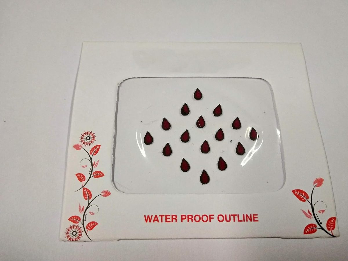 Vama Fashions Tear Drop Small Velvet Tilak Bindi for Women Maroon Bindis for Ladies - Image 3