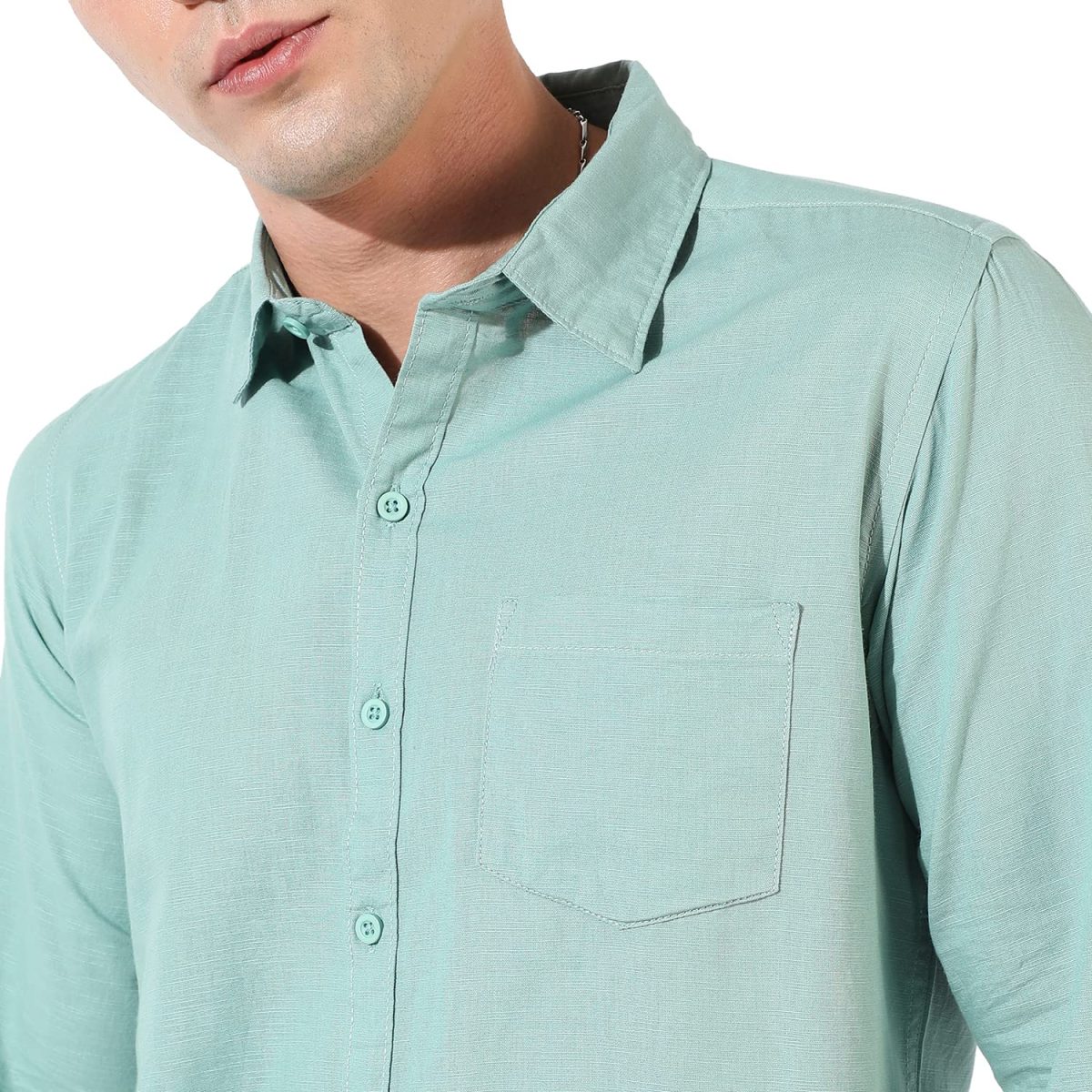 Campus Sutra Men's Button Up Spread Collar Shirt for Casual Wear | Regular Fit | Cotton Shirt Crafted with Sleeve, Comfort Fit & High-Performance for Everyday Wear - Image 6