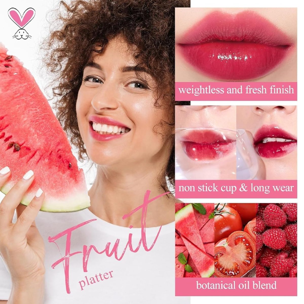 MR. HUDA Korean Style Liquid Glossy Lip And Cheek Tint With Watermelon, Strawberry, Rose Fragrance, Nourishing & Long-Lasting. Smudge & Waterproof Cheeks Blusher For Women (Dark Pink) - Image 6