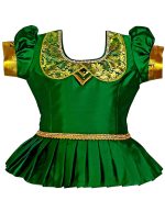 SRI GANAPATHI FASHION Girls Traditional Lehenga Choli KANMANI PATTU GREEN - Image 3