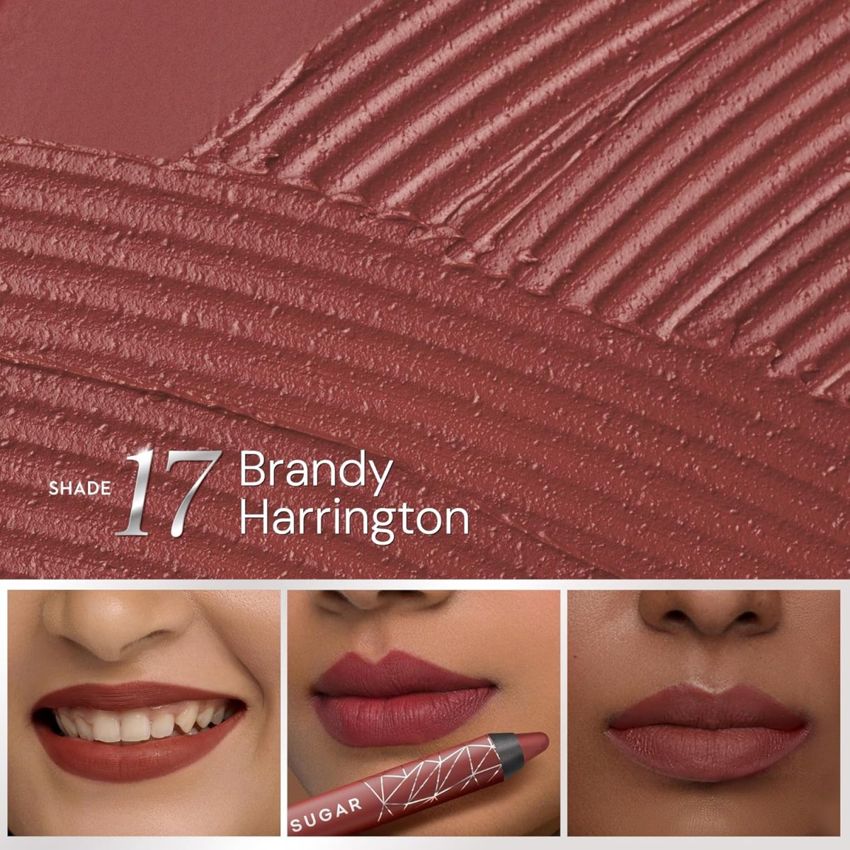 SUGAR Cosmetics Matte as Hell Crayon Lipsticks for Women | Lasts Up To 8+ Hours | Lip Crayon with Sharpener | 2.8gm - 17 Brandy Harrington (Anniversary Edition) - Image 3