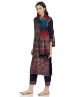 Rangriti Cream Acrylic Straight Suit Set For Women - Image 3