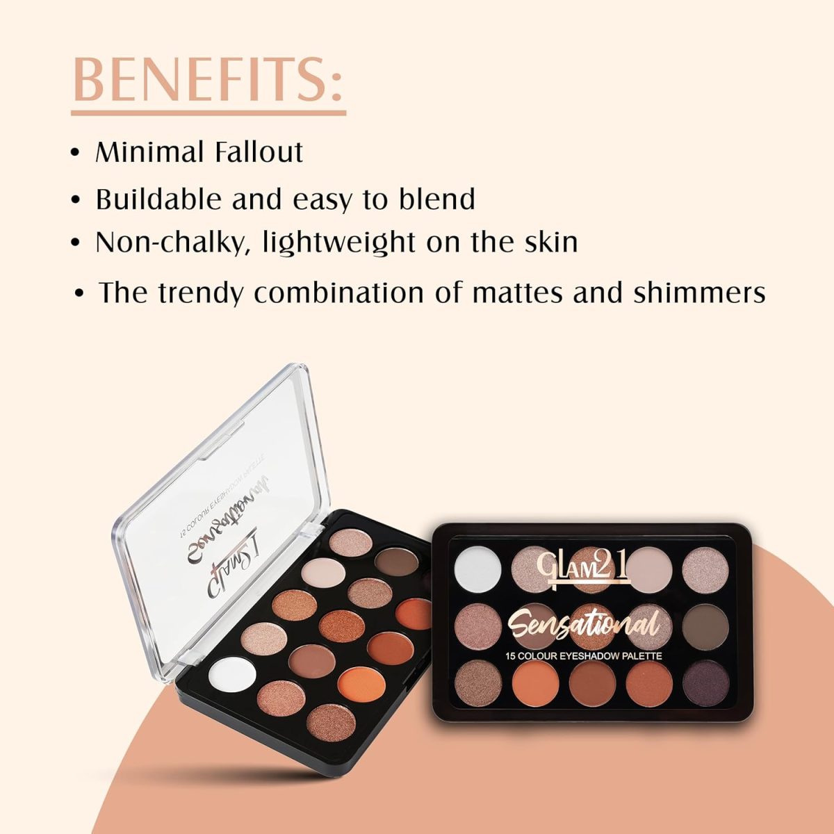 Glam21 Sensational Eyeshadow Palette | 15 Color Shades|Ultra Micronized Pigments|Smoky Eye Shadow|Long Lasting|14gm - 02 - Image 3