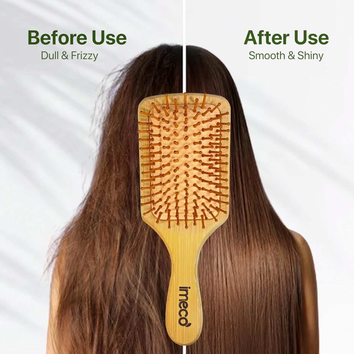 IMECO Wooden Hair Paddle Brush for Women & Men | Soft Bristles for Scalp Circulation & Hair Growth | Bamboo Hair Brush | Pain Free Hair Detangling | Hair Styling, Blow Drying, Non Static - Image 7