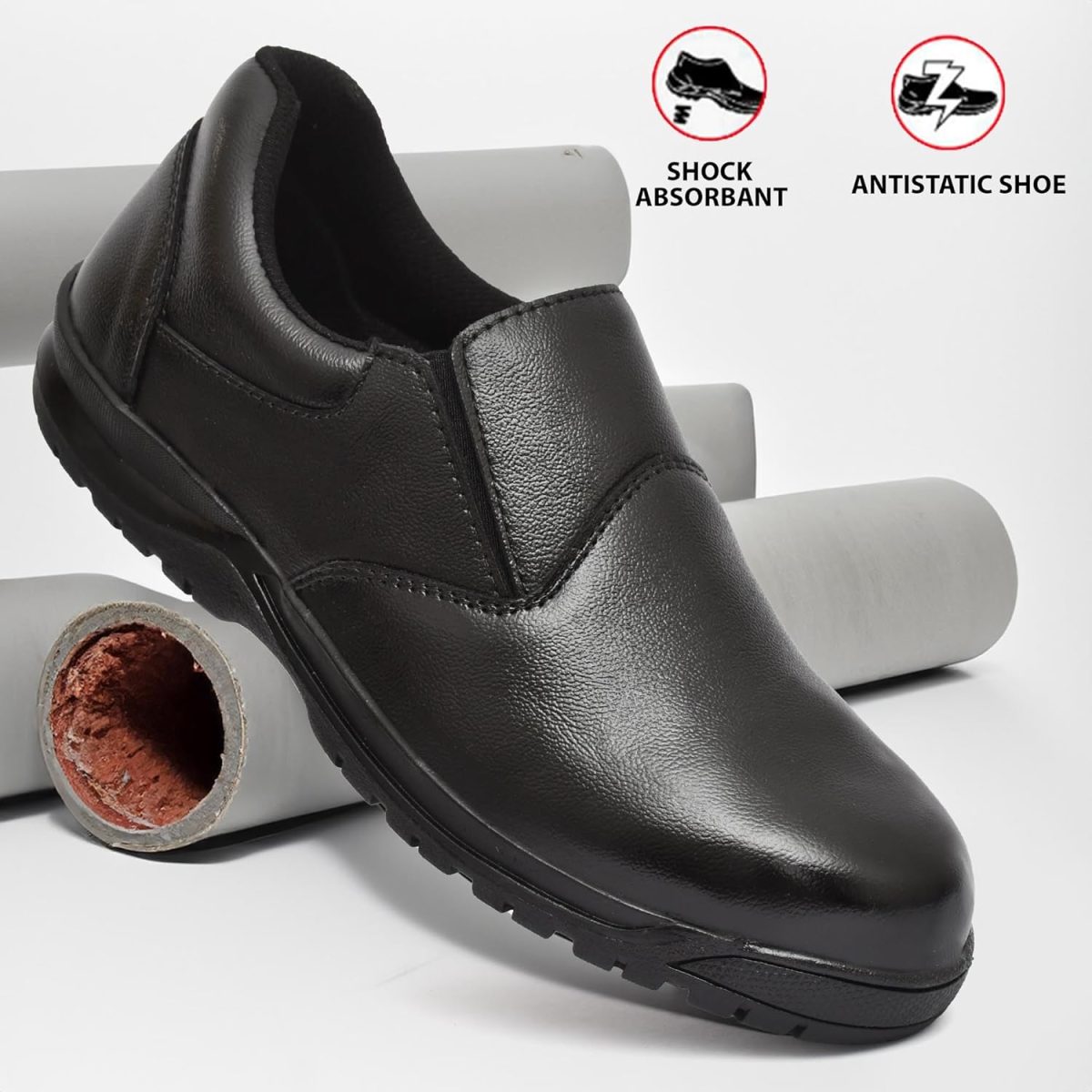 STONIX Ninja Pure Leather Steel Toe Safety Shoe for Men UK09 Black - Image 4