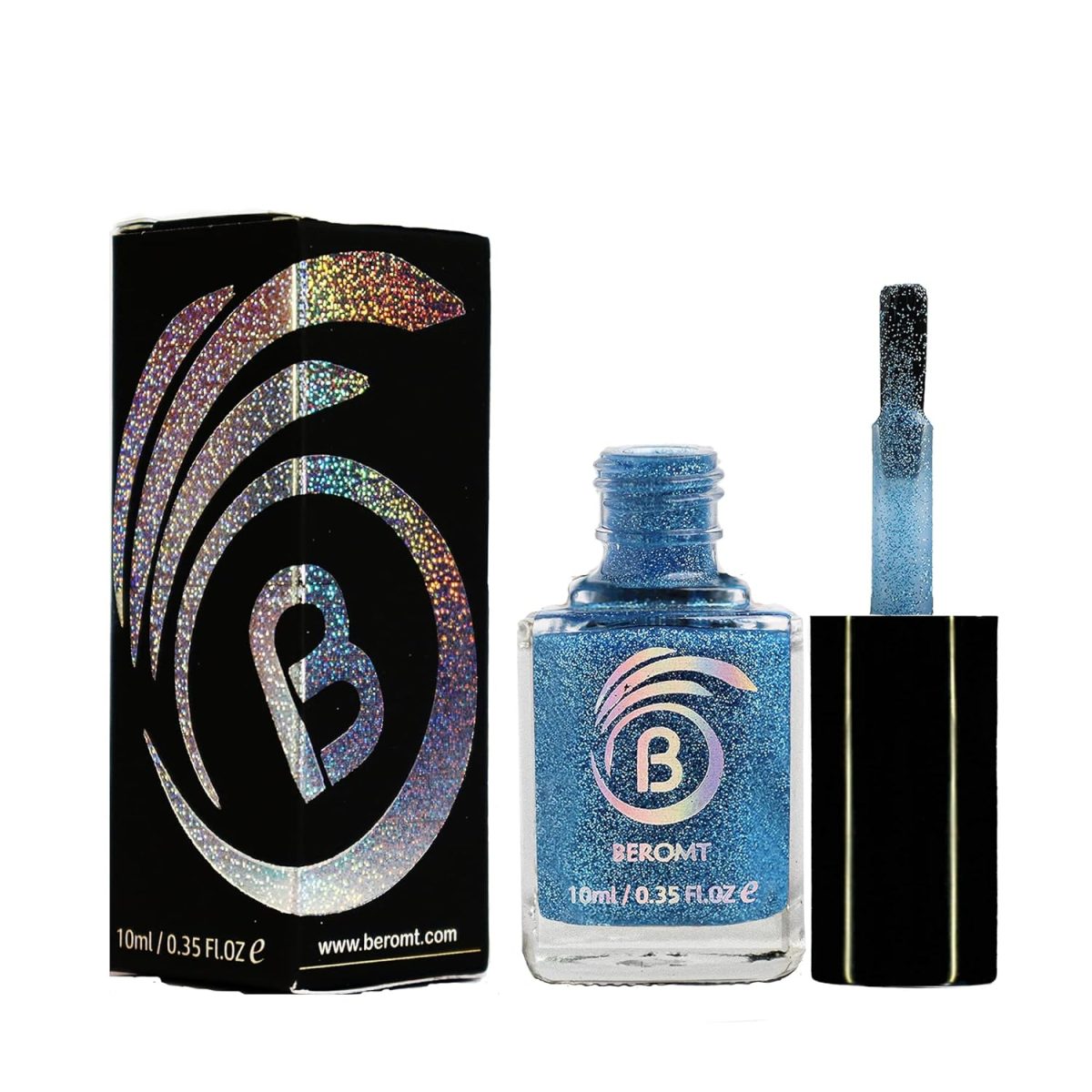 Beromt Blue Wave Holographic Nail Polish, Glitter Nail Paint, Nail Art, Colors, Gel Effect Nail Polish, Best Nail Polish, High-Shine Long Lasting Non-Toxic Professional Nail Polish, 10ml-526 - Image 5