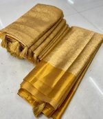 HMP Fashion Women Nita Ambani Saree Gold | Banarasi Tissue Silk Saree With Zari Weave Pallu | Blouse Piece - Image 2