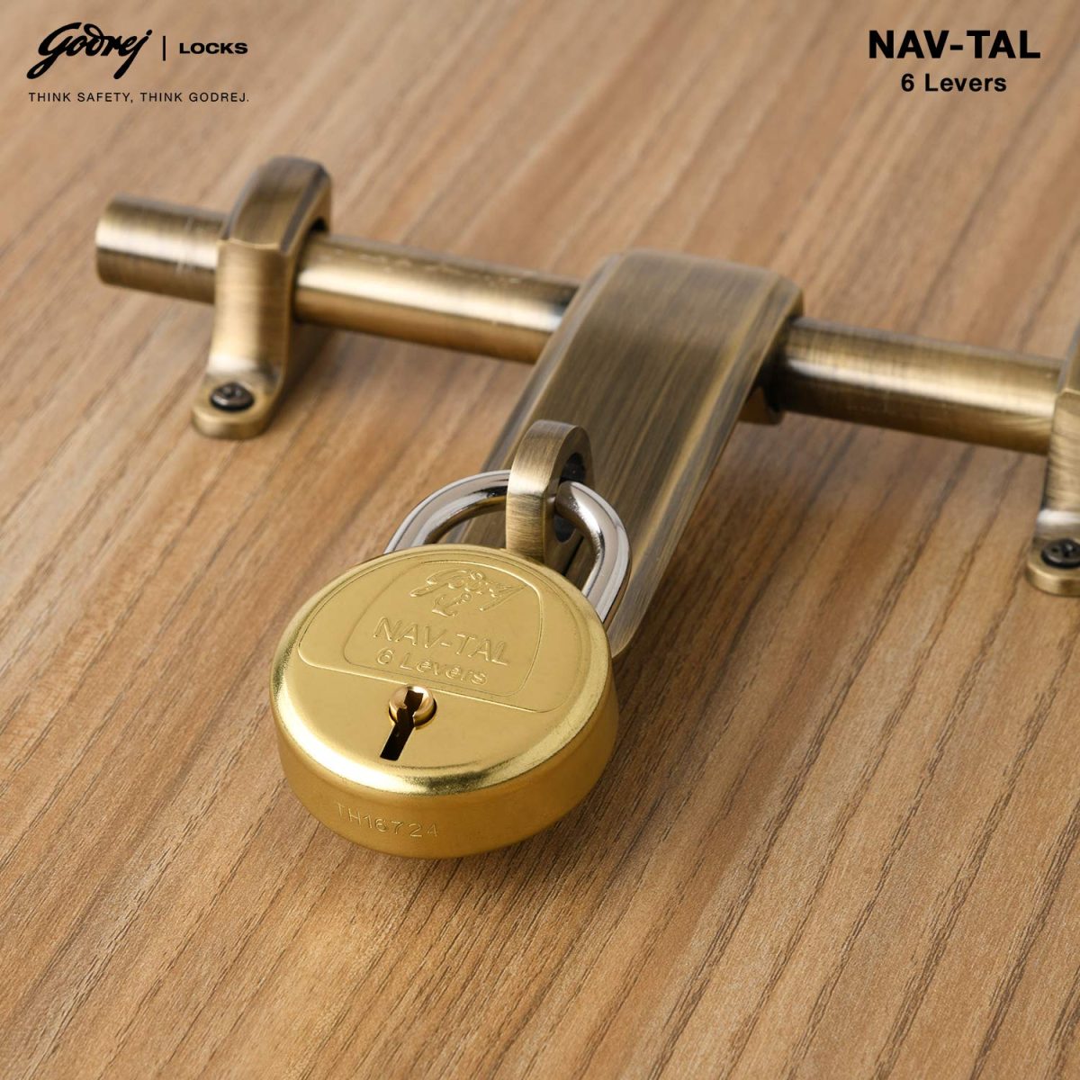 Godrej Locks I Navtal 6 levers 50 mm I Padlock for Main Door I Gate Lock I Tool Box, Shutters, Shops & Offices I Strong Hardened Corrosion Resistant Shackle I Brass Material | 1 Year Warranty - Image 5