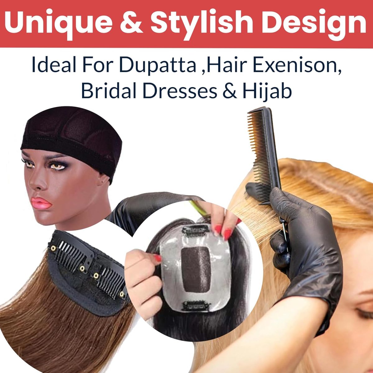 TEMPERIA Hair Extension Clips For Women & Men (12 Pcs) - Hair Patch Clip - Hair Attached Snap Wig Clips (Black) (3.4 cm) - Image 7