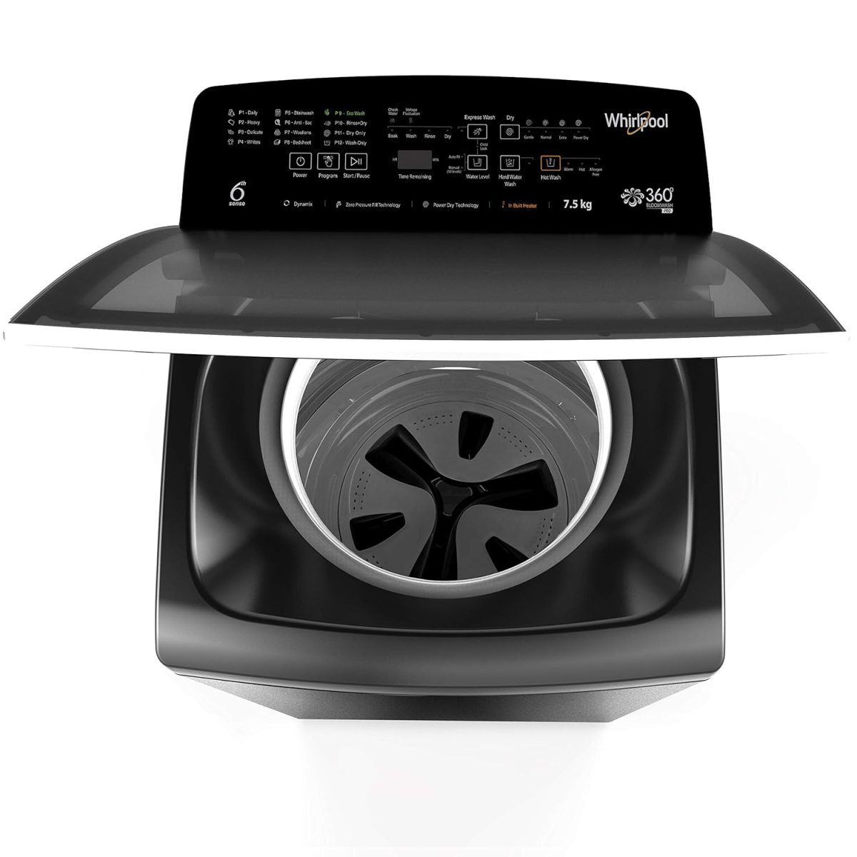 Whirlpool 9.5 kg Fully-Automatic Top Loading Washing Machine (360° BLOOMWASH PRO Heater Spray 9.5, Graphite, In-built Heater) - Image 8