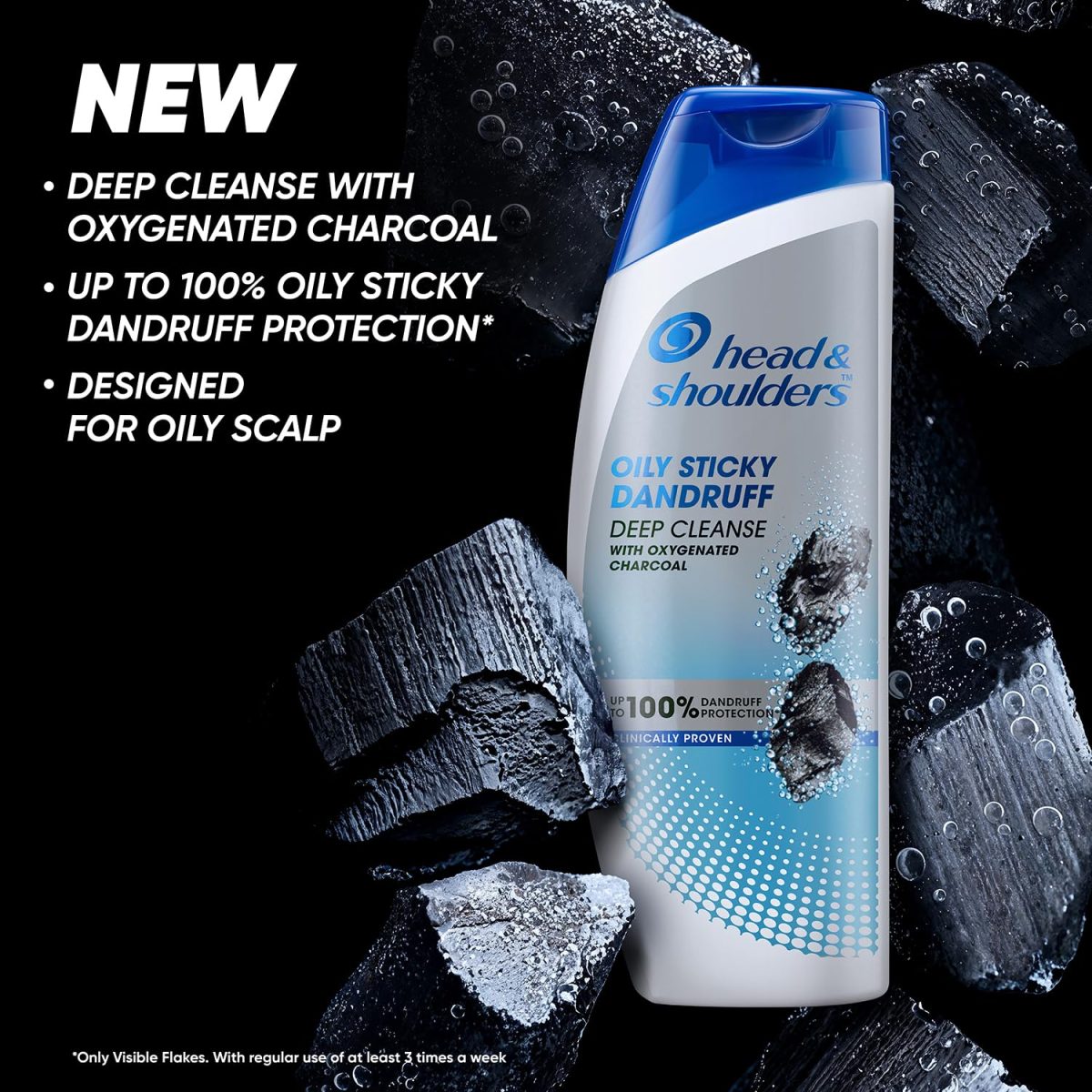 Head & Shoulders Deep Cleanse Anti Dandruff Shampoo with Oxygenated Charcoal, Fights Oily & Sticky Dandruff, Upto 100% Dandruff Protection, 72 ml - Image 2
