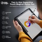 Case-Magic 2 in 1 Universal Stylus Pen with Fine Point Disc Tip+ Rubber Fiber Tip| for Smartphone/Tablet/iPad/Pro/Air/iPhone/iOS/Android/All Touch Screens| Aluminum Body (Grey) - Image 2