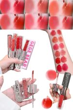 Gege Bear Dazzle Color Double-Headed Lip Glaze | 6 Gorgeous Shades | Matte & Gloss Finishes | Dual-Ended Lipstick and Lip Oil for Women | Moisturizing, Long-Wear Formula | (02# - Naked Peaches, 4g)