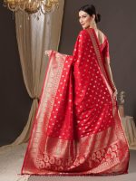 AKHILAM Women's Banarasi Silk Blend Ethnic Motif Zari Work Saree With Unstitched Blouse Piece - Image 2