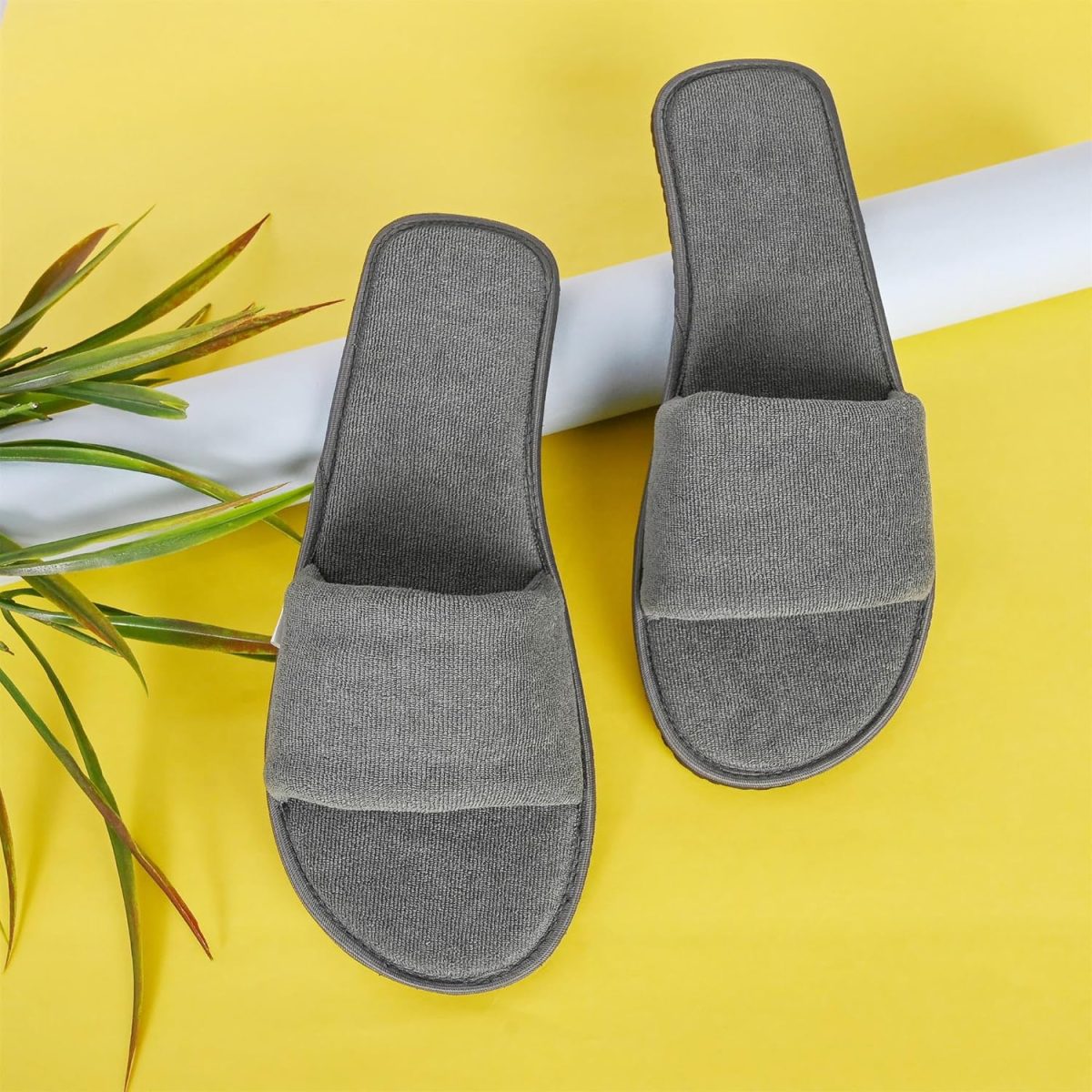 MIFUZI Men Home Slippers Open Toe Slides Slip on Comfortable Sole Lightweight Anti Skid Indoor Bedroom Room Indoor House Cloth Soft Slippers for Men - Image 2