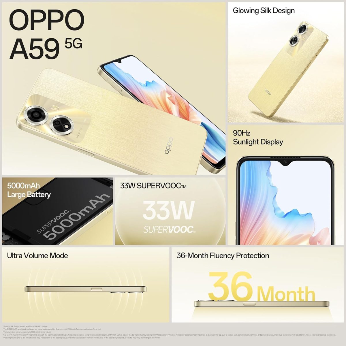 Oppo A59 5G (Starry Black, 6GB RAM, 128GB Storage) | 5000 mAh Battery with 33W SUPERVOOC Charger | 6.56" HD+ 90Hz Display | with No Cost EMI/Additional Exchange Offers - Image 5