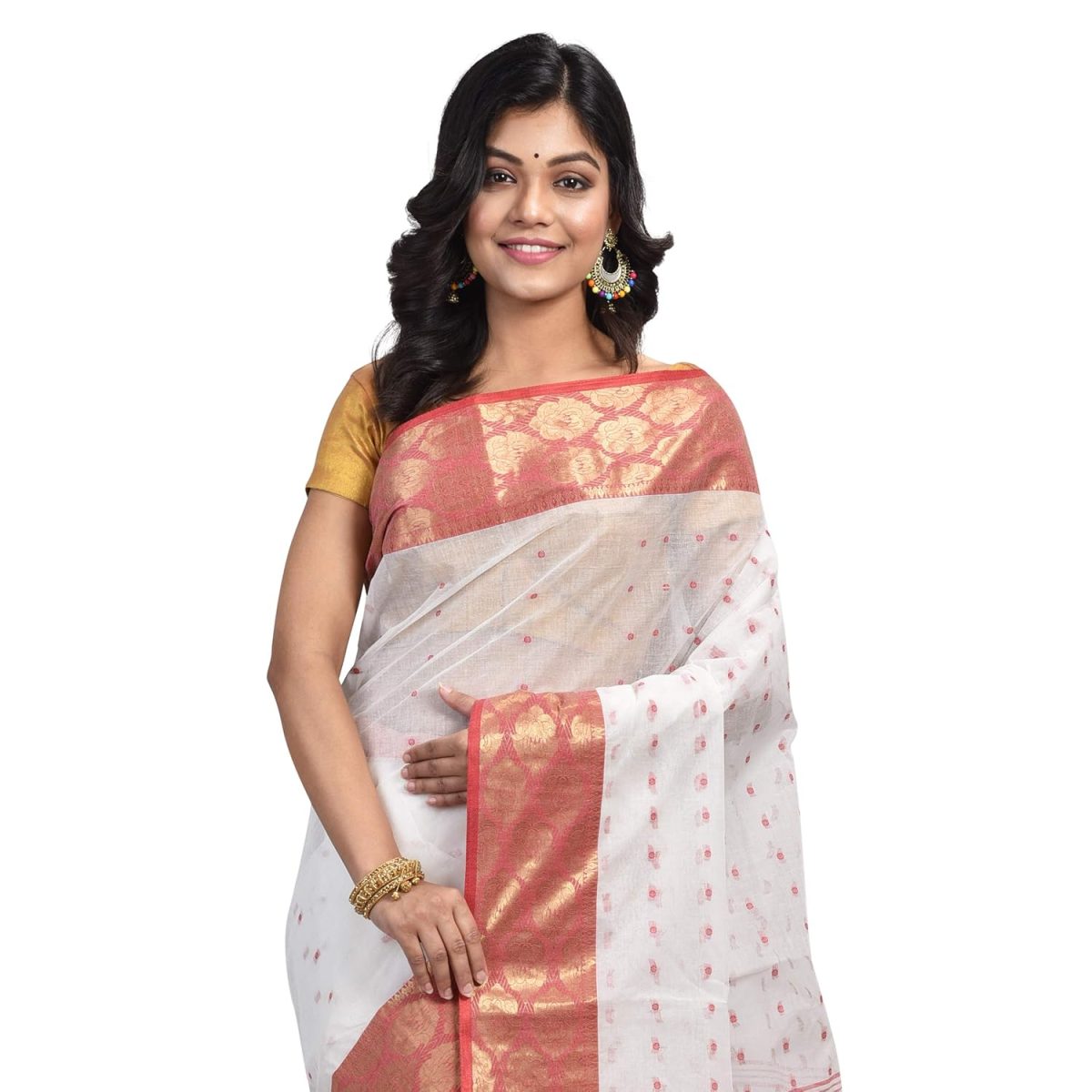 Raj Sarees Women's Woven Net Saree Without Blouse Peice - Image 2