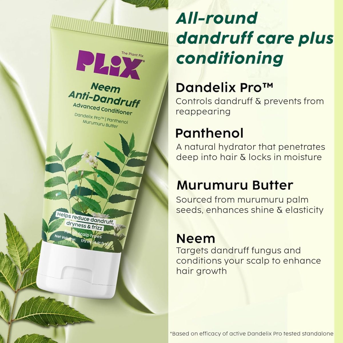PLIX - THE PLANT FIX Neem Anti-Dandruff Advanced Kit | Shampoo (200ml), Conditioner (175ml) | Reduces Dandruff & Scalp Itching | Piractone Olamine & 3% Dandelix Pro™ - Image 7