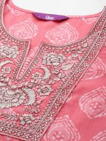 Libas Women Yoke Design Cotton Straight Kurta Trouser With Dupatta Set - Image 4