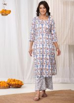 rytras Women's Cotton Straight Kurta Set with Palazzo Pants & Dupatta - Image 3