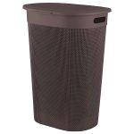 Kuber Industries Plastic Big Large Multipurpose 55 Ltr Washing Clothes Storage Basket with Lid & Handle | Waste Clothes Laundry Basket/Hamper Bins for Blankets, Toys, Bathroom & Bedroom | Brown