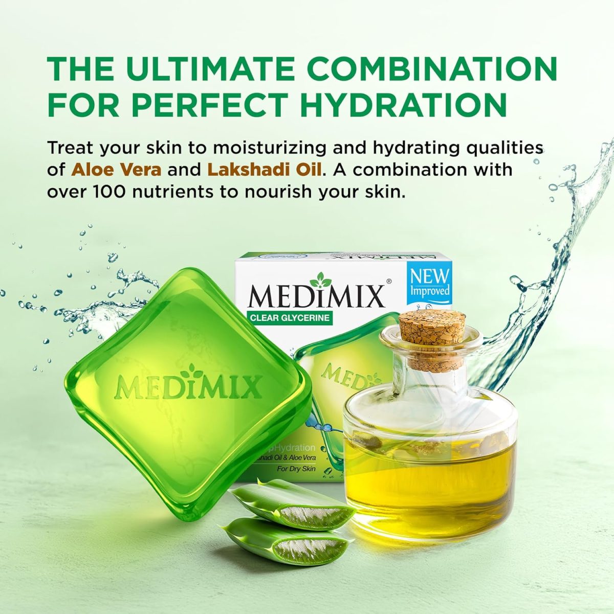 Medimix Clear Glycerine Bathing Bar Soap for Dry Skin 100g (Pack of 4) | Infused with Lakshadi Oil & Aloe Vera | Effective for Dry Skin - Image 3