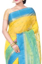 DipDiya Women Pure Cotton Traditional Bengali Woven Ganga Jamuna Buti Tant Saree - Image 4