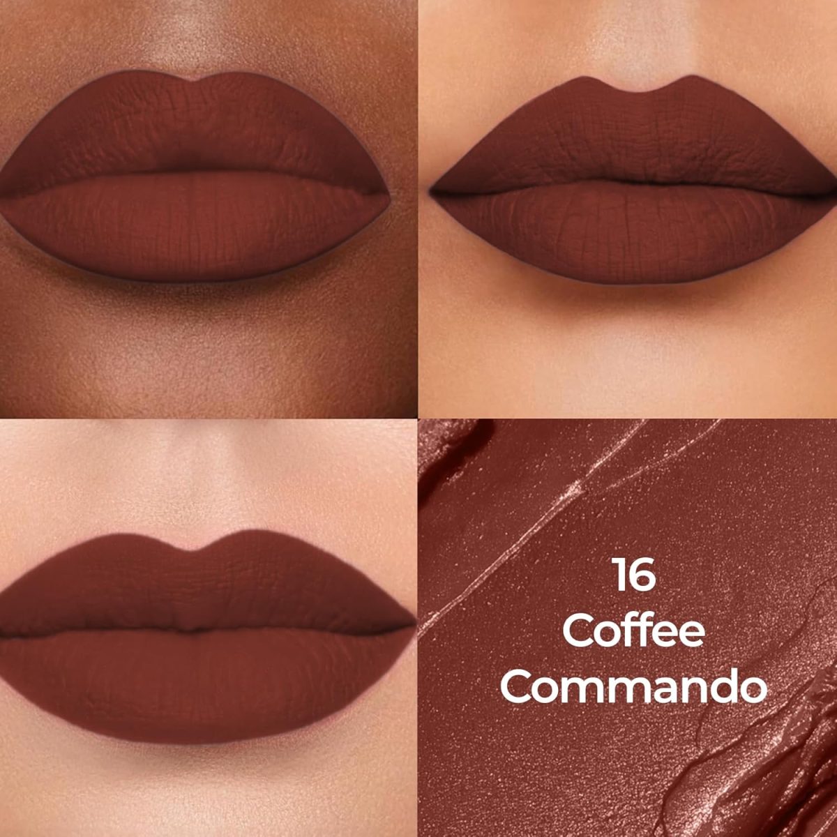 Colors Queen Luxury Matte Non Transfer Lipstick - 16 Coffee Commando, 4g | Highly Pigmented, Single Stroke Application, Ultra Matte Long Lasting | Smudge Proof & Waterproof Lipstick for Women - Image 2