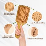 IMECO Wooden Hair Paddle Brush for Women & Men | Soft Bristles for Scalp Circulation & Hair Growth | Bamboo Hair Brush | Pain Free Hair Detangling | Hair Styling, Blow Drying, Non Static - Image 6