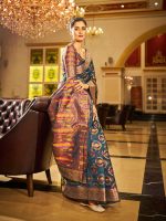 SWORNOF Women's kanjivaram banarasi silk saree for Patola festival Wedding silk with rich pallu Design sarees for women with blouse piece - Image 4
