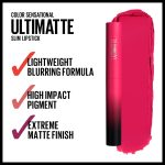 Maybelline New York Color Sensational Ultimatte Matte Lipstick, Non-Drying, Intense Color Pigment, More Magenta, Magenta Pink, 0.06 oz - Image 4