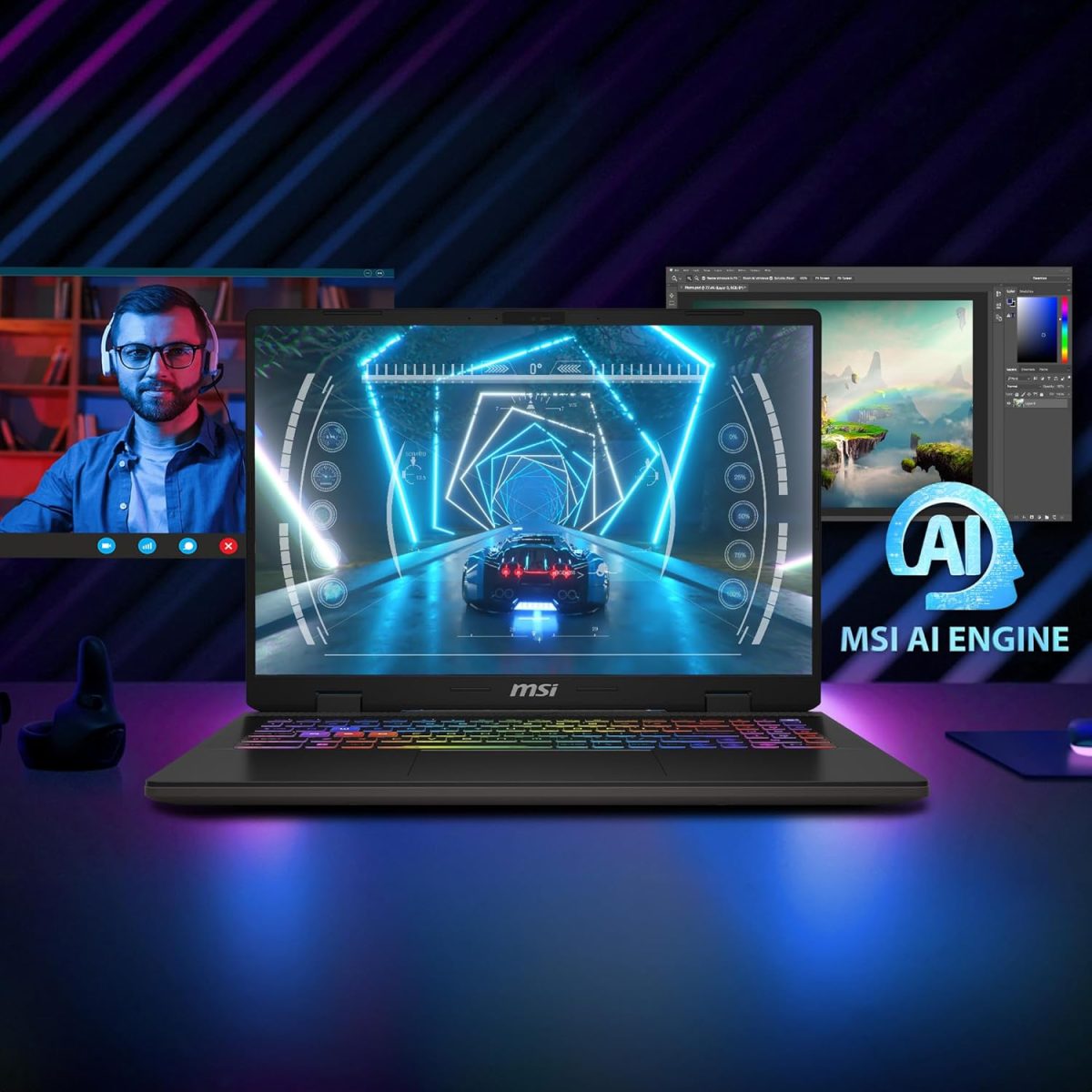 MSI Sword 16 HX, Intel 14th Gen. i7-14700HX, 41CM 16:10 FHD+ 144Hz Gaming Laptop(16GB/1TB NVMe SSD/Windows 11 Home/NVIDIA GeForce RTX 4060, GDDR6 8GB /Cosmos Gray/2.3Kg), B14VFKG-208IN - Image 6