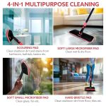 AGARO Elite Cleaning Mop & Brush Set, Bathroom Cleaning Brush, Long Handle, Hard Brush, Microfiber Pad & Scrubber, for Tiles, Kitchen, Toilet, Window Glass, Detachable Head, Black & Red - Image 2