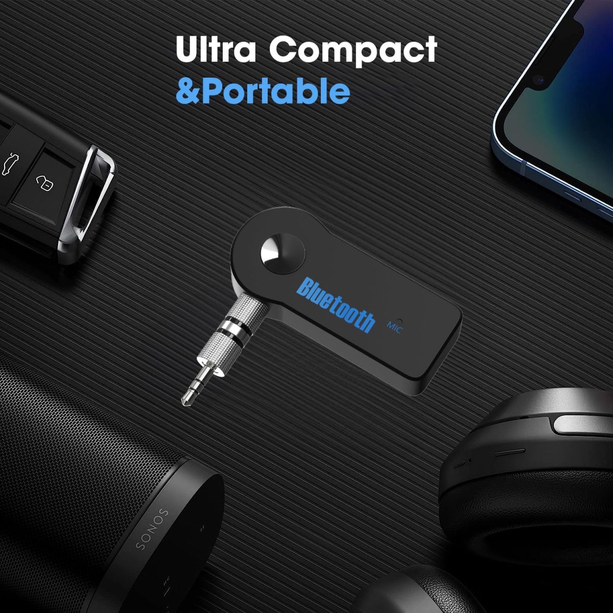 Sounce Bluetooth Receiver/Hands-Free Car Kit, Portable 3.5mm Bluetooth Aux Adapter Wireless Music Streaming for Home, Car Audio System, Headphone, Speaker (Bluetooth 4.2, A2DP, 40 FT Range) - Image 3