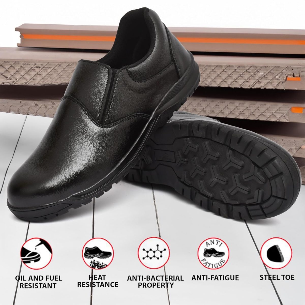 STONIX Ninja Pure Leather Steel Toe Safety Shoe for Men UK09 Black - Image 5