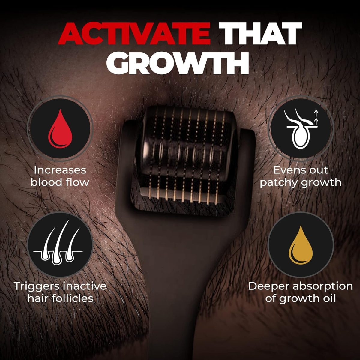 Beardo Beard Booster Combo | Beard Activator Advance Derma Roller for Men with 540 Chromium needles 0.5 mm | Beard and Hair Growth Oil - 50 ml for faster beard growth and thicker looking beard - Image 7