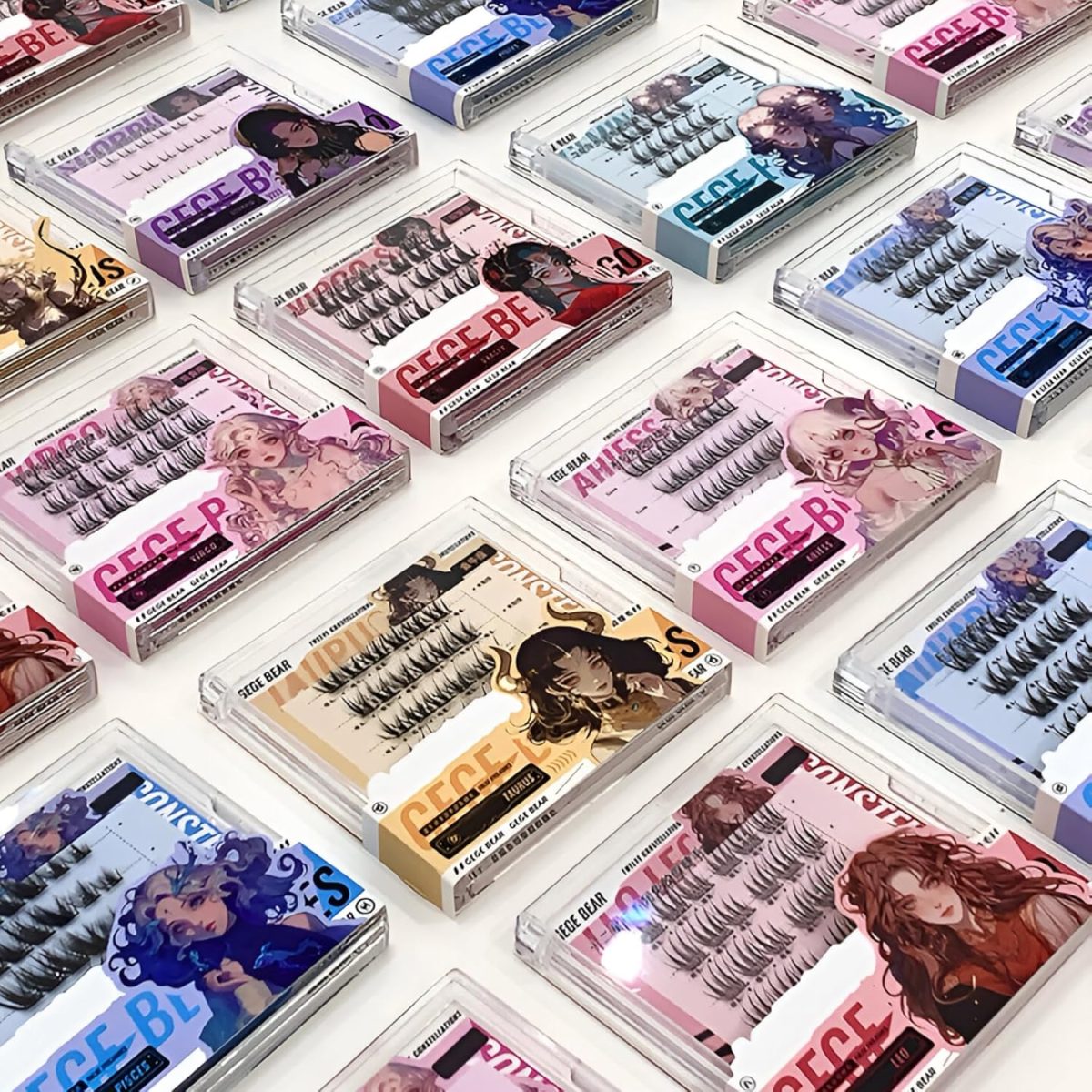 Gege Bear Twelve Constellation Series False Eyelashes | Glue Free Eye Makeup | Kawaii Soft Bold Aesthetic | Reusable Lightweight | No Mess Application | Instant Glamour No Adhesive Required | Quick Apply Comfortable Wear | Perfect for Girls Women Teen (06# Cancer, 30pcs)